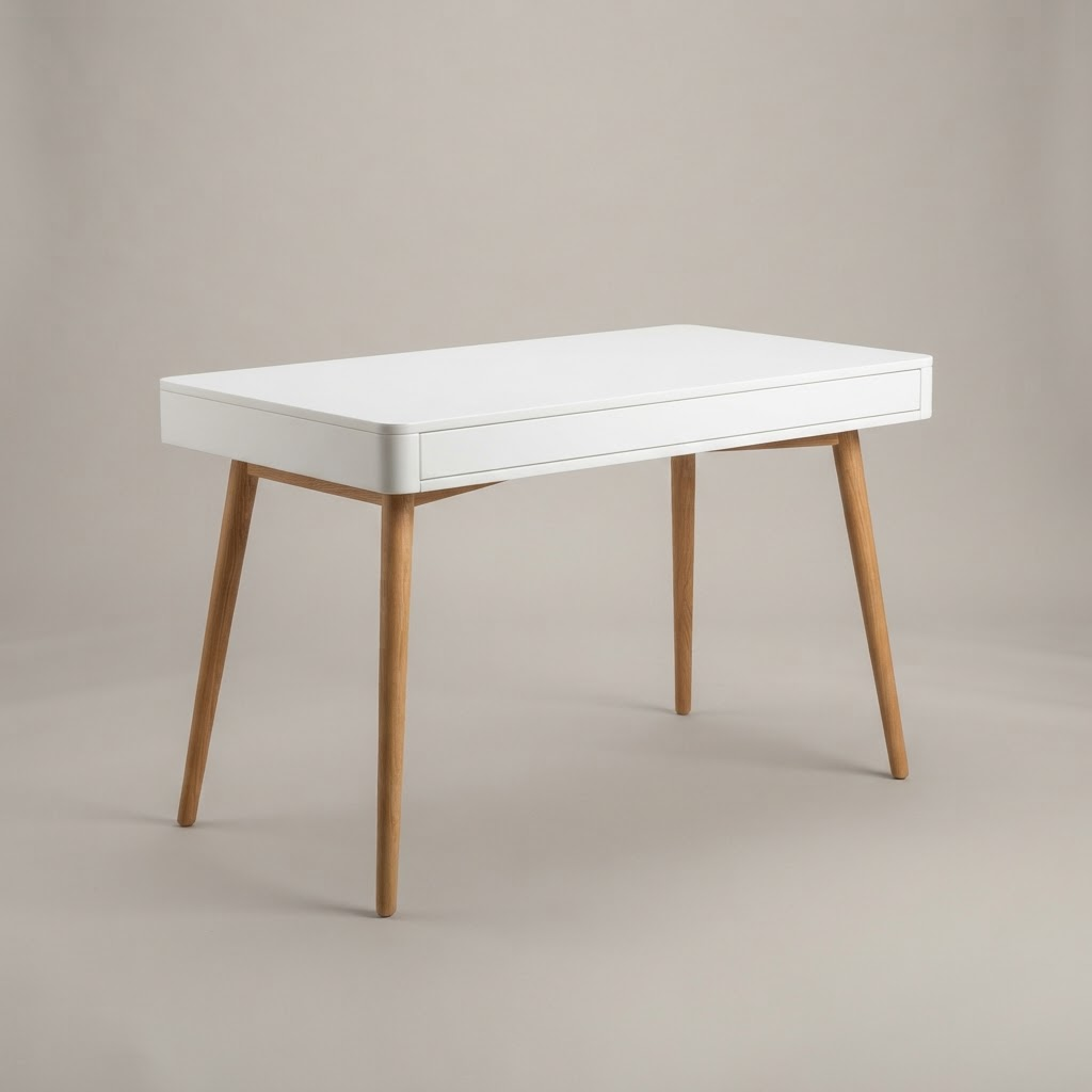 Linen White Tapered-Leg Writing Desk