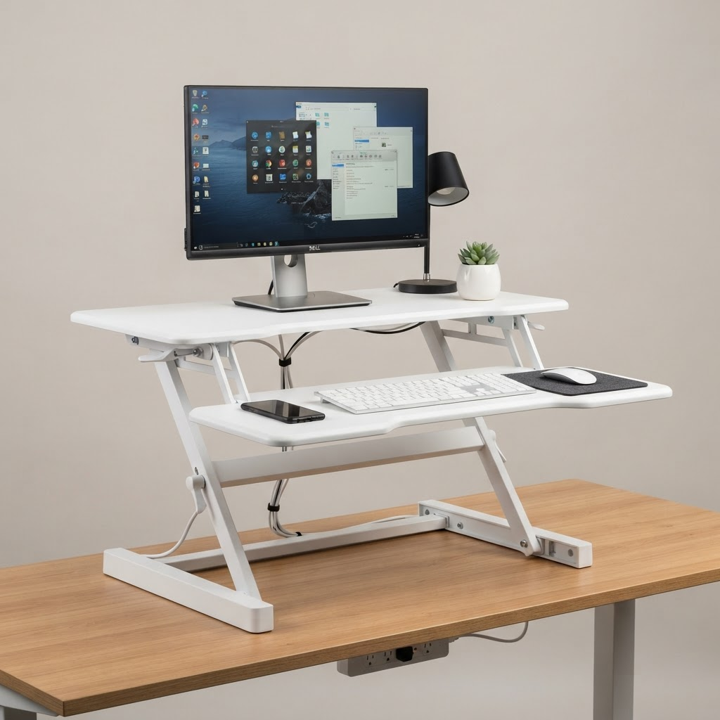 Pivot White Standing Desk Converter